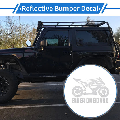 Reflective Bumper Decal Silvery White Square Hollow Motorcycle Pattern