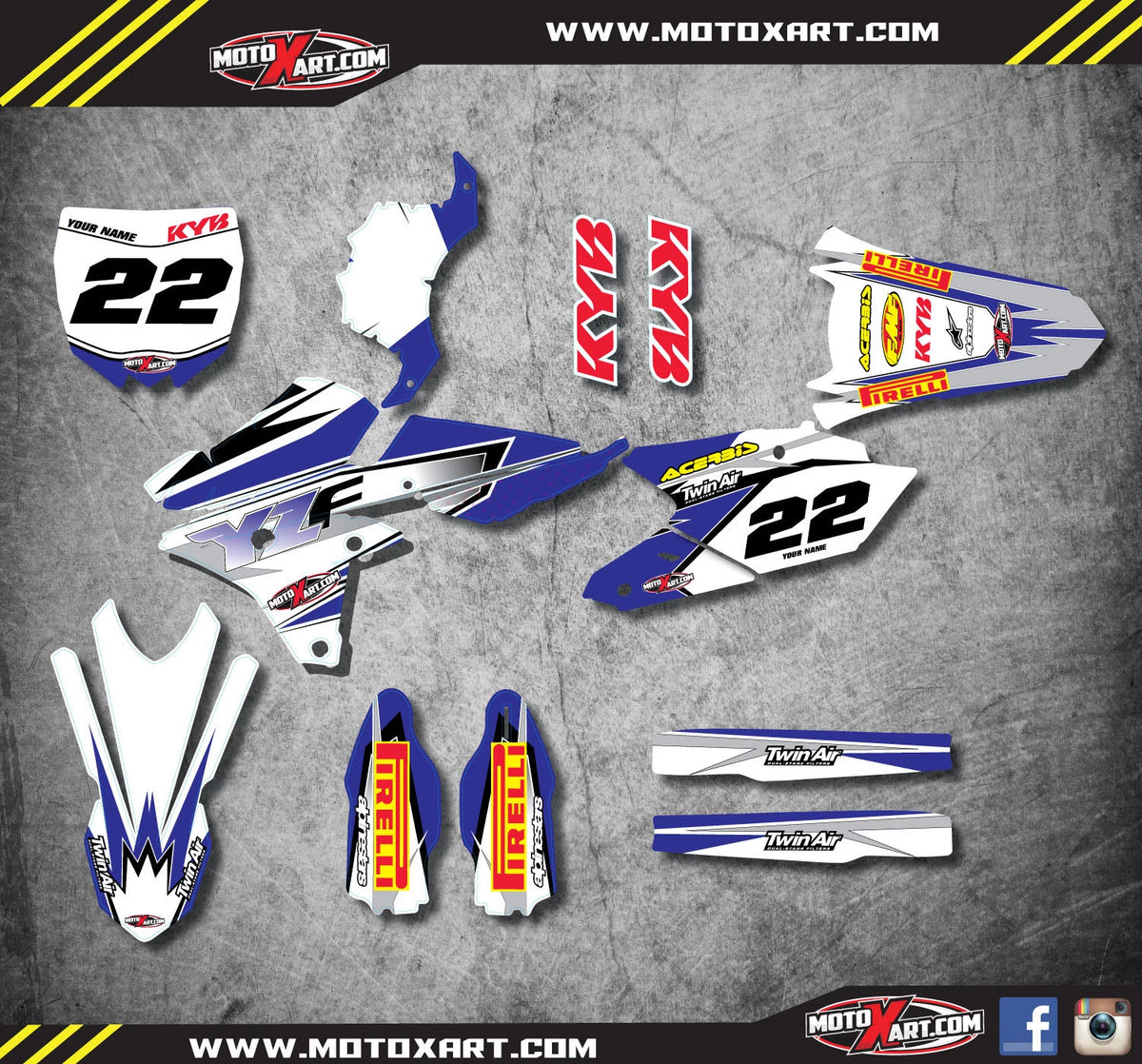 Full Graphic Kit Decals Stickers for Yamaha YZF 250 (2014-2016)