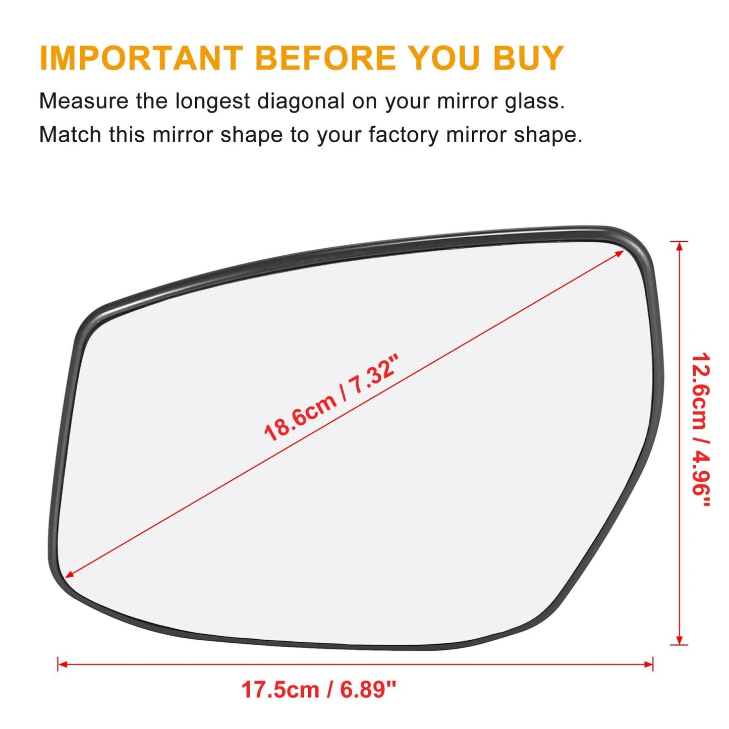 Driver Side Rearview Mirror Glass w/ Backing Plate for Nissan Sentra, Altima (2007-2012)