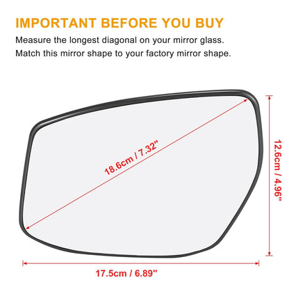 Driver Side Rearview Mirror Glass w/ Backing Plate for Nissan Sentra, Altima (2007-2012)