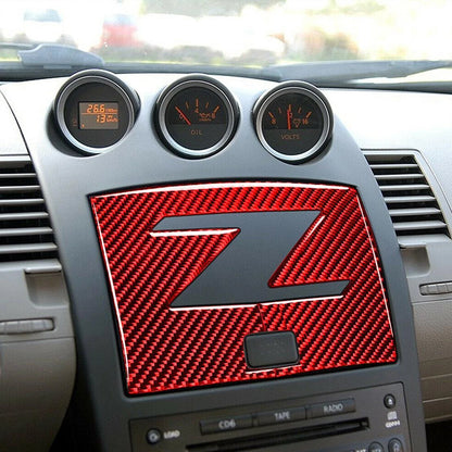 Red Carbon Fiber Console Navigation GPS Panel Cover for Nissan 350Z (03-09)