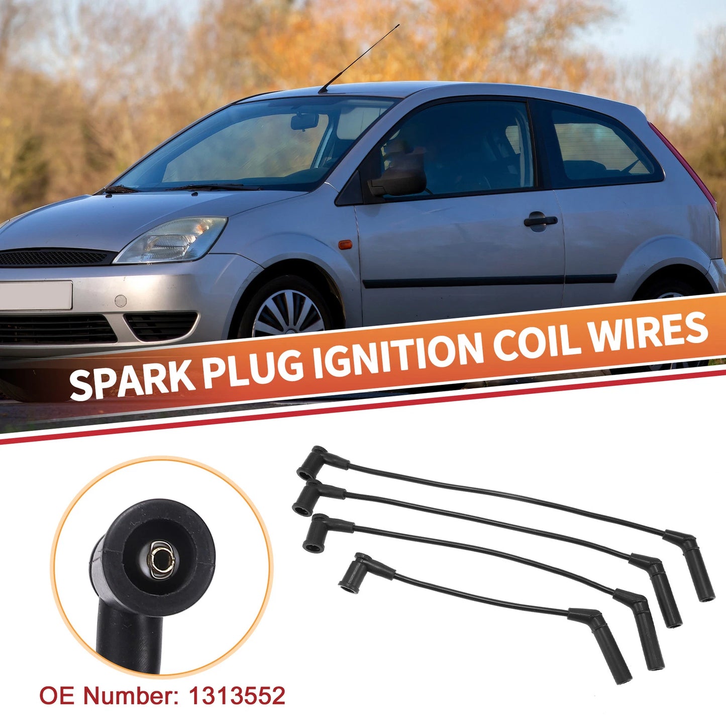 4 Pcs Spark Plug Wire Ignition Coil Cables for Ford Fiesta V (2001-2017)