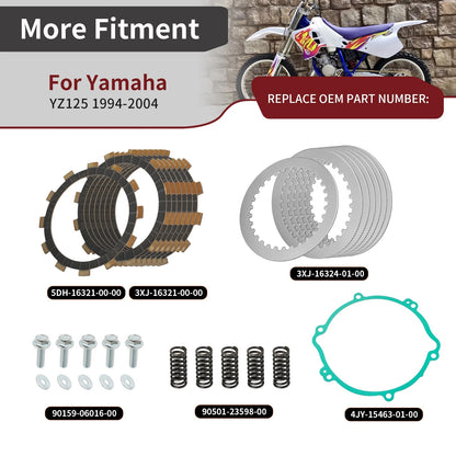 Clutch Friction Steel Plates Gasket for Yamaha YZ125 (1994–2004)