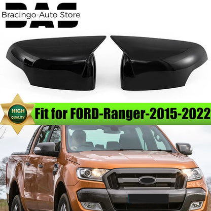OX Horn Cover Trim Rear View Side Mirror for Ford Ranger (2015-2023) Gloss Black
