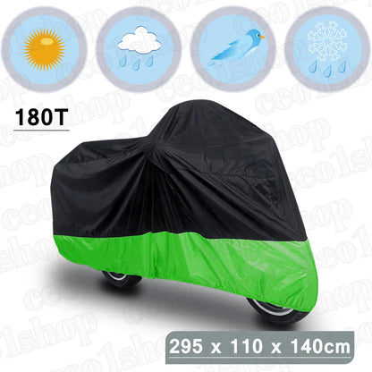 XXXL 180T Black/Green Motorcycle Cover for Honda Goldwing (1100-1800)