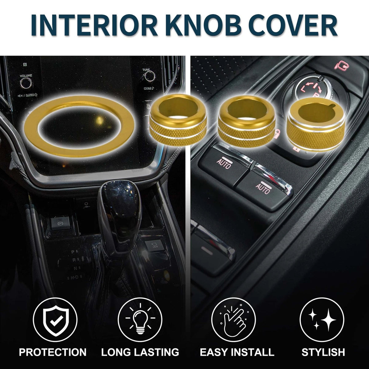 Gold Tone Engine Start Mirror Knob Covers for Subaru WRX (2022-2023) - 4 Pcs