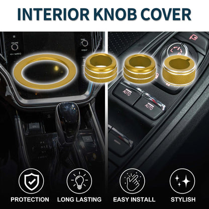 Gold Tone Engine Start Mirror Knob Covers for Subaru WRX (2022-2023) - 4 Pcs