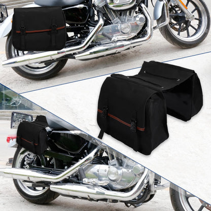 Pair Saddlebag Side Bag Quick Release Buckle Canvas Black for Motorcycle