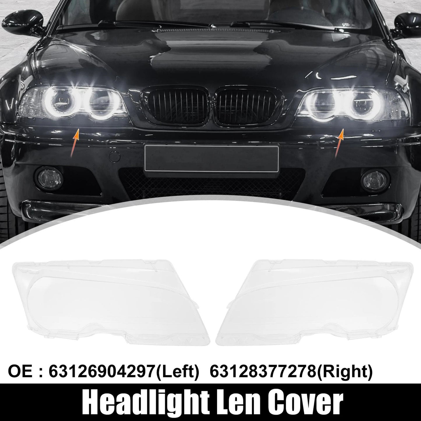 1 Pair Car Front Headlight Lens Cover for BMW E46 (1998-2002)