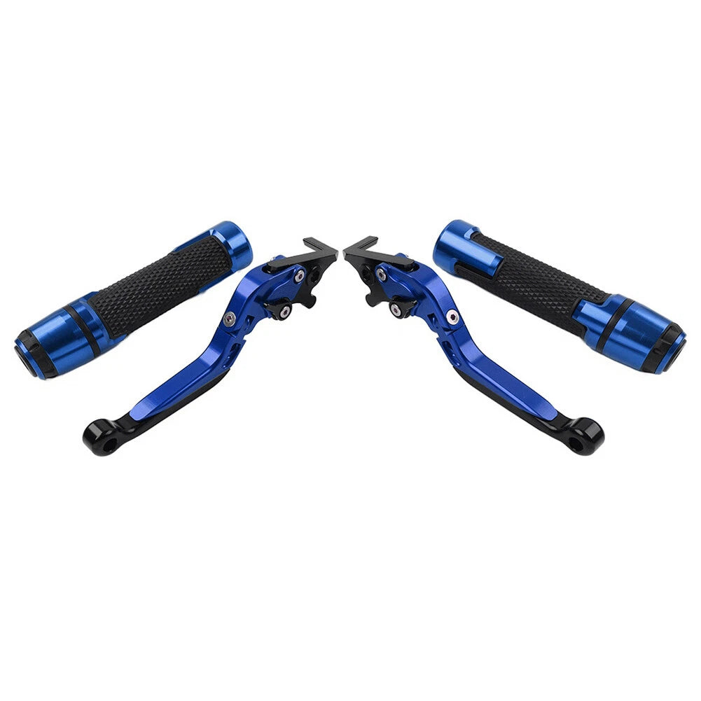 Blue Extendable Brake Clutch Levers & Handlebar Grips for Kawasaki ZX636R (2003-2006)