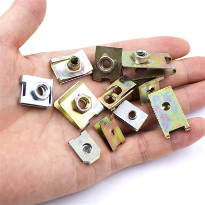 150 Pcs U-Type Metal Screw Nut Clips for Car Fender Bumper