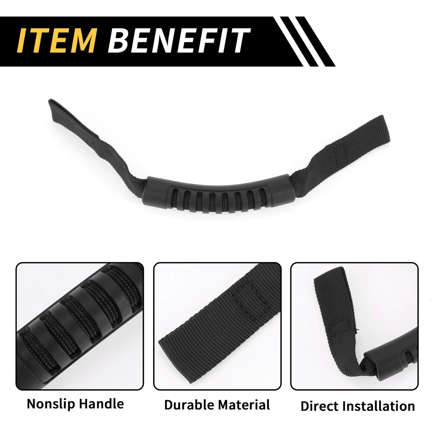 2 x Headrest Grab Handles for Jeep Wrangler (2011-2023) Black