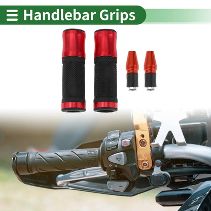 Motorcycle Hand Grips Cover Kit Handlebar Cover Aluminum Alloy Red Rubber