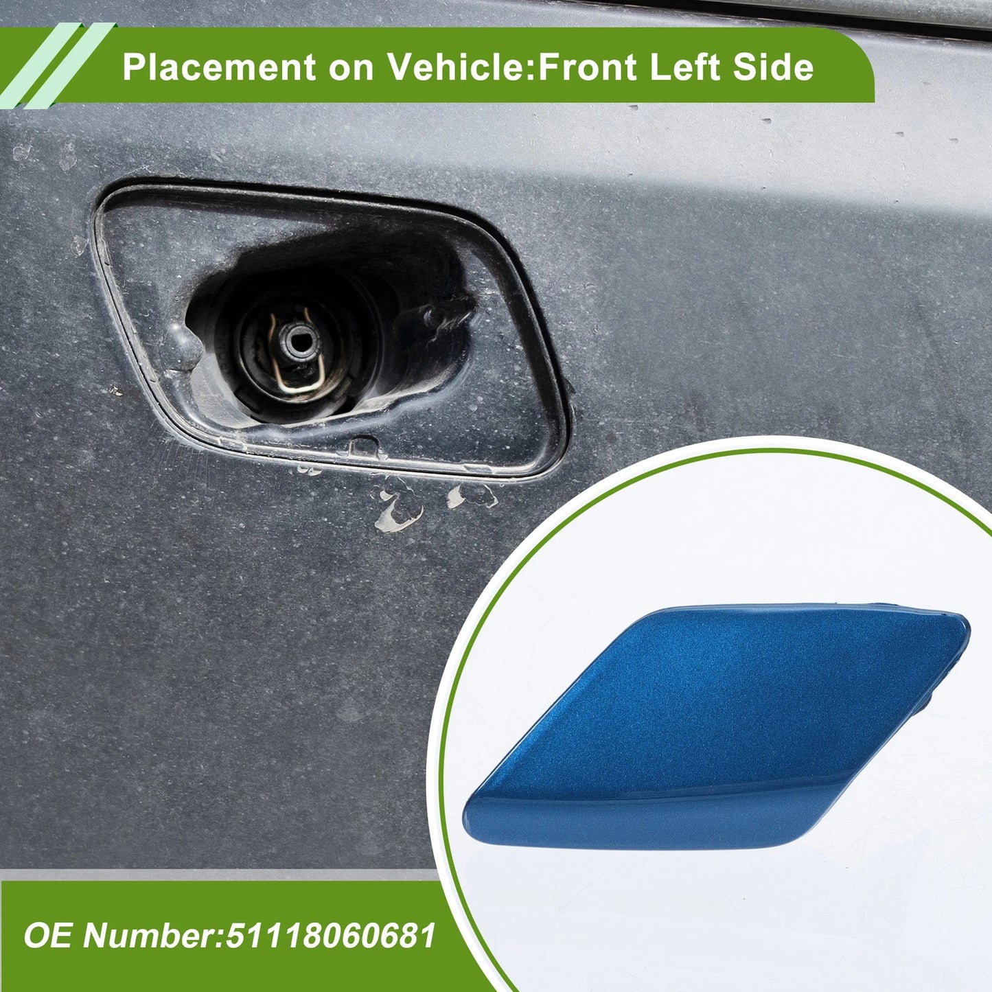 Front Left Washer Nozzle Cover for BMW 428i (2014-2016) Blue