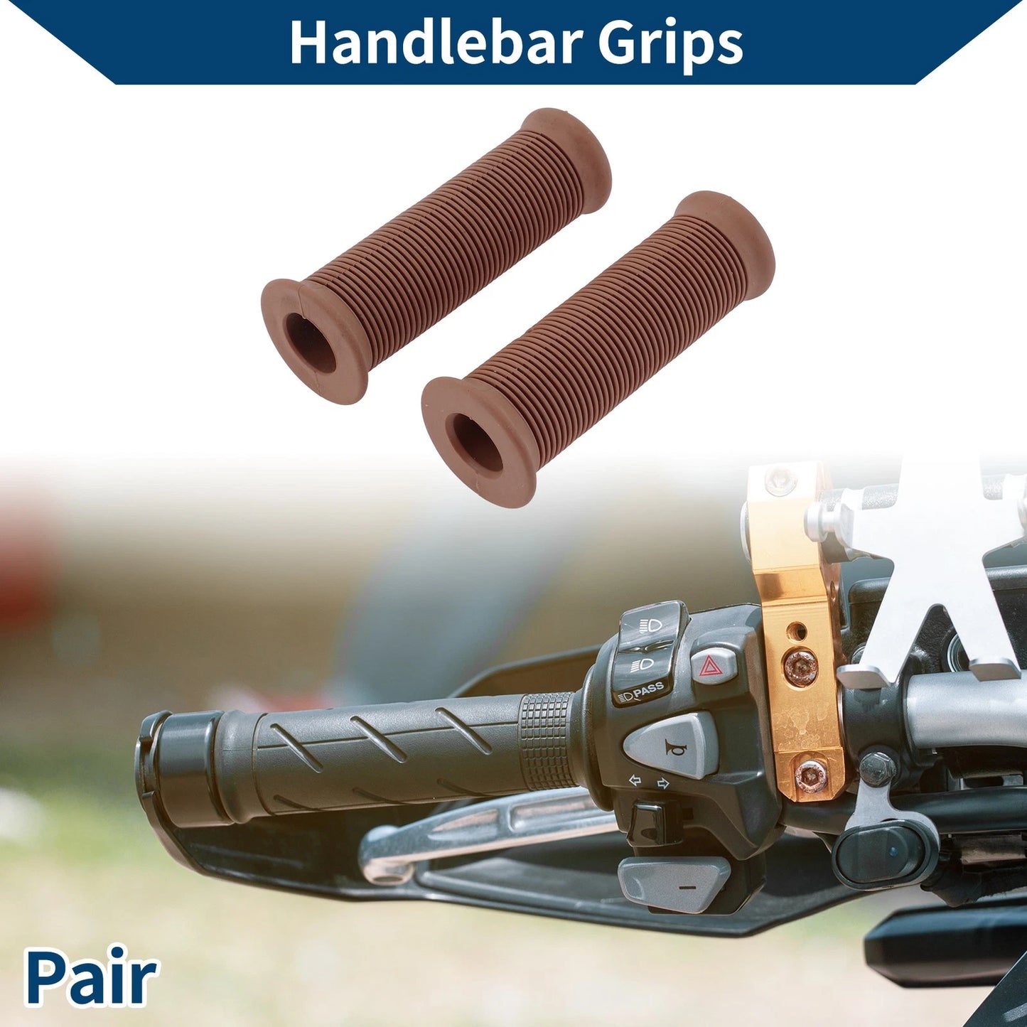 7/8" 22mm Hand Grips Cover Handlebar Grip Rubber Light Brown for Make Model