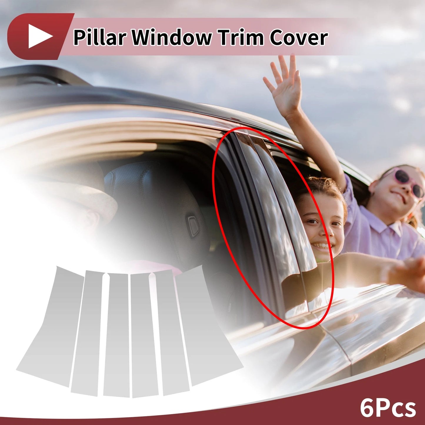 6 Pcs Car Door Pillar Window Trim for Toyota Avanza/Veloz (2022-2025) Silver Tone