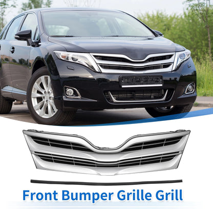 Front Upper Bumper Grille for Toyota Venza 2013-2015 LE Chrome Silver Tone