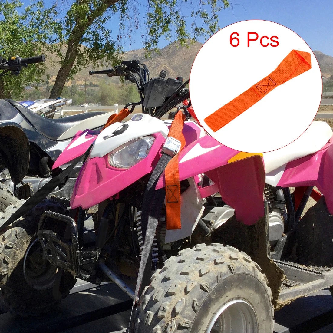 6 PCS Orange 2.5x20.5cm Cargo Belt Loop Tie Down Strap for Motorcycle