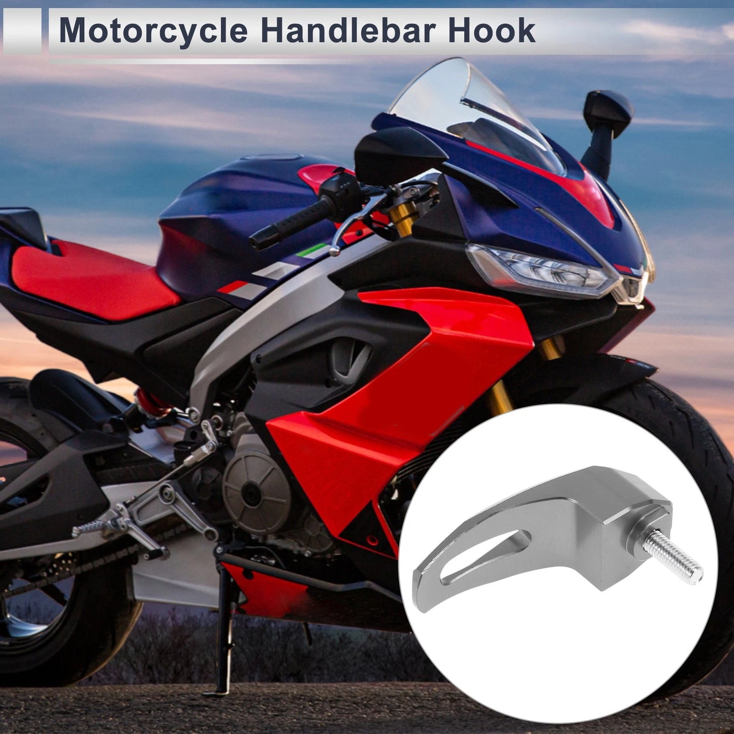 Rectangle Aluminum Hanging Hook & Hexagon Wrench 1 Set for Motorcycle