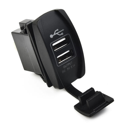Unique Dual USB Charger with ARB Rocker Switch Blue LED Light for Car Boat