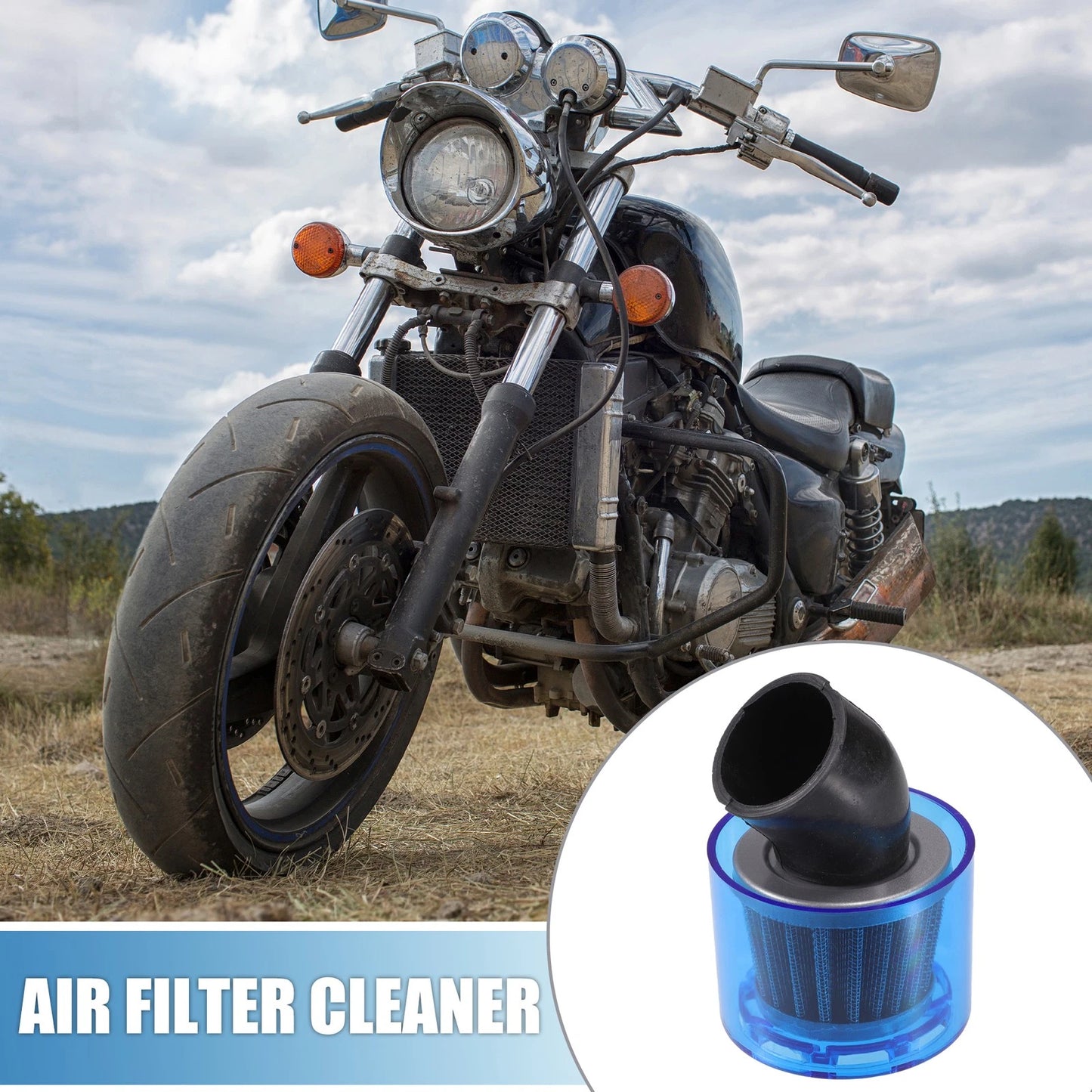 Air Filter Cleaner Bent 40mm/1.57 for 110-125cc Motorcycles ATV Blue