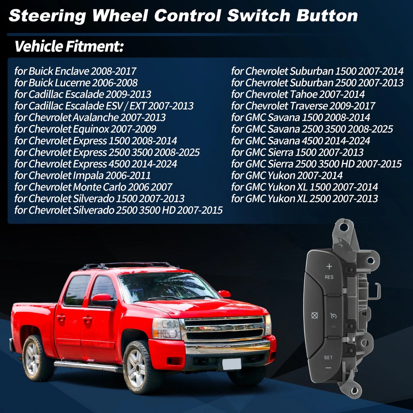 Left Steering Wheel Cruise Control Switch for Silverado/Sierra (2007–2014)