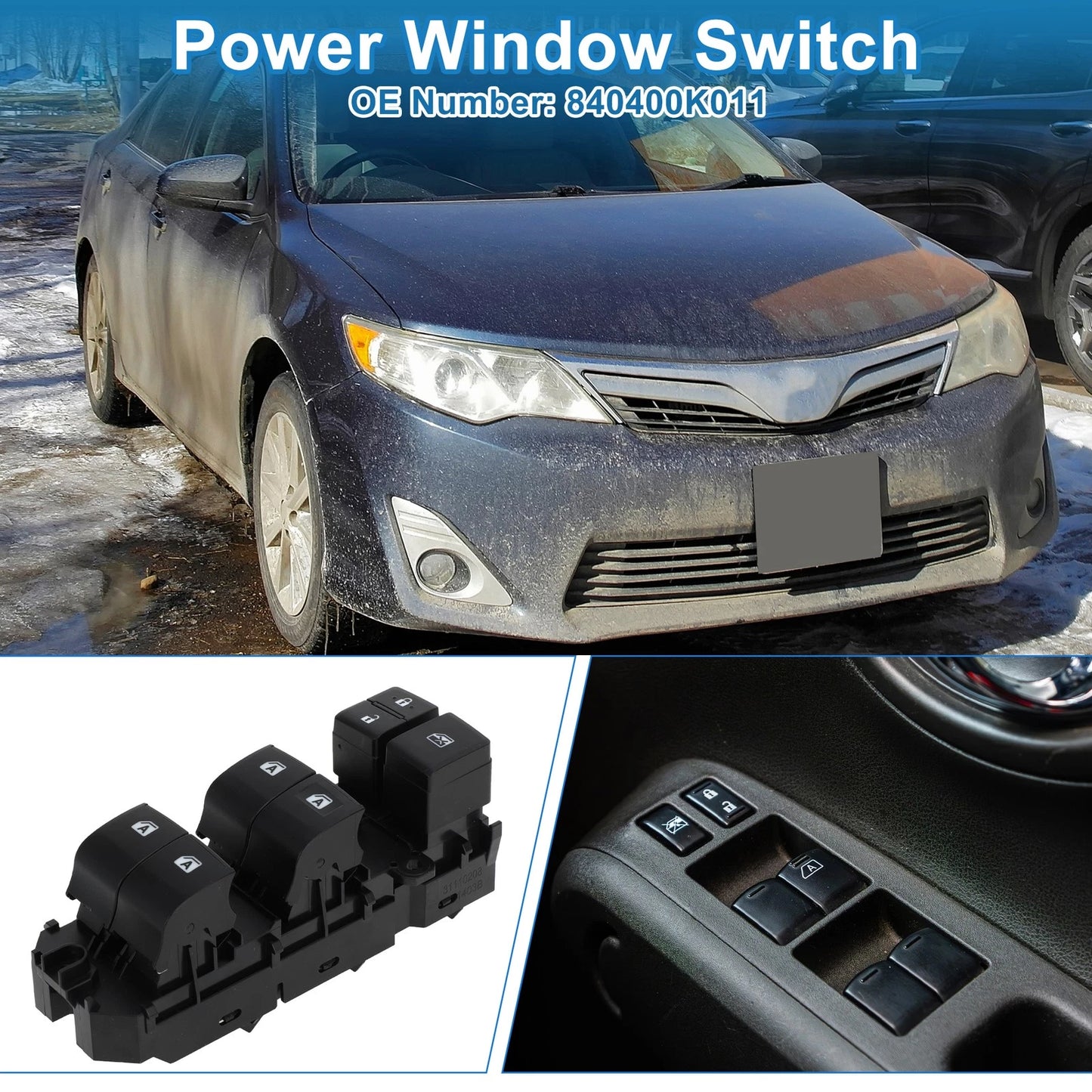 Front Right Side Power Window Switch for Toyota Camry Avalon (18-22)