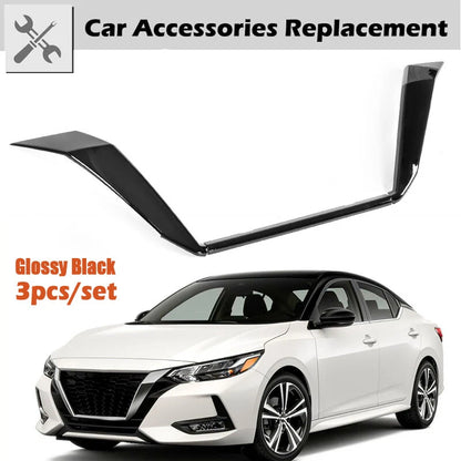 Black Front Grill Chrome-Delete Trim Cover Garnish for 20-22 Nissan Sentra