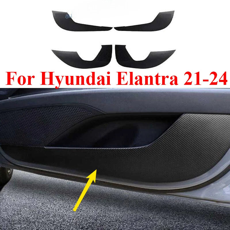Carbon Fiber Leather Inner-Door Anti-Kick Trim for Hyundai Elantra (2021–2024)