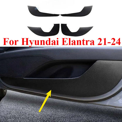 Carbon Fiber Leather Inner-Door Anti-Kick Trim for Hyundai Elantra (2021–2024)