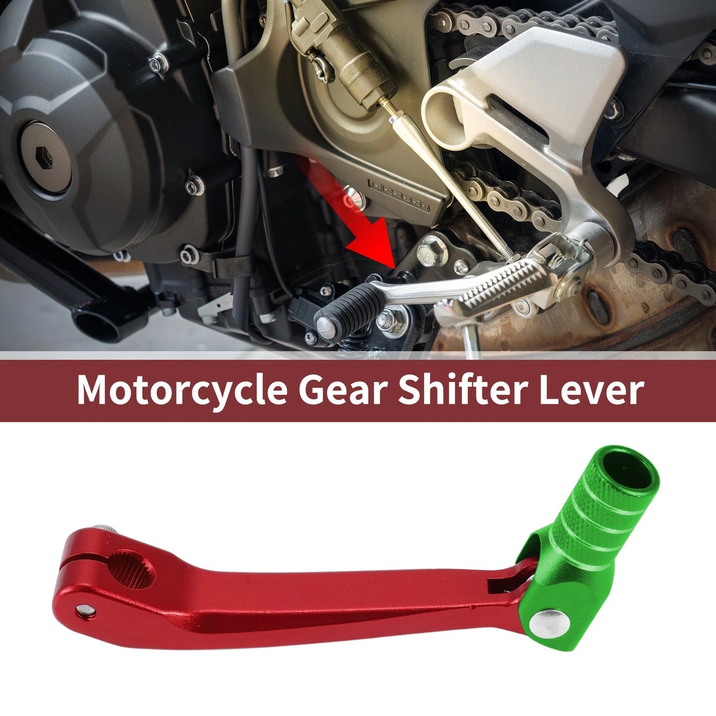 Gear Shift Lever Red Green Silver Tone for Honda CRF150F (2003–2017)