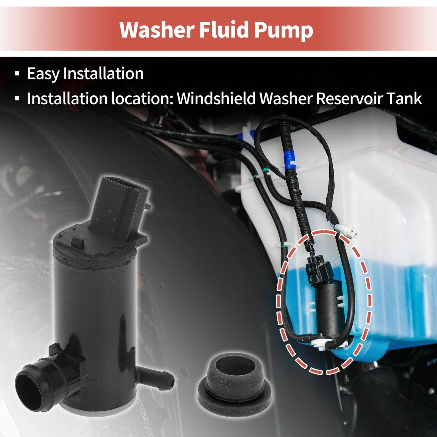 Windshield Washer Pump w/ Grommet for Honda Fit (2007-2014)