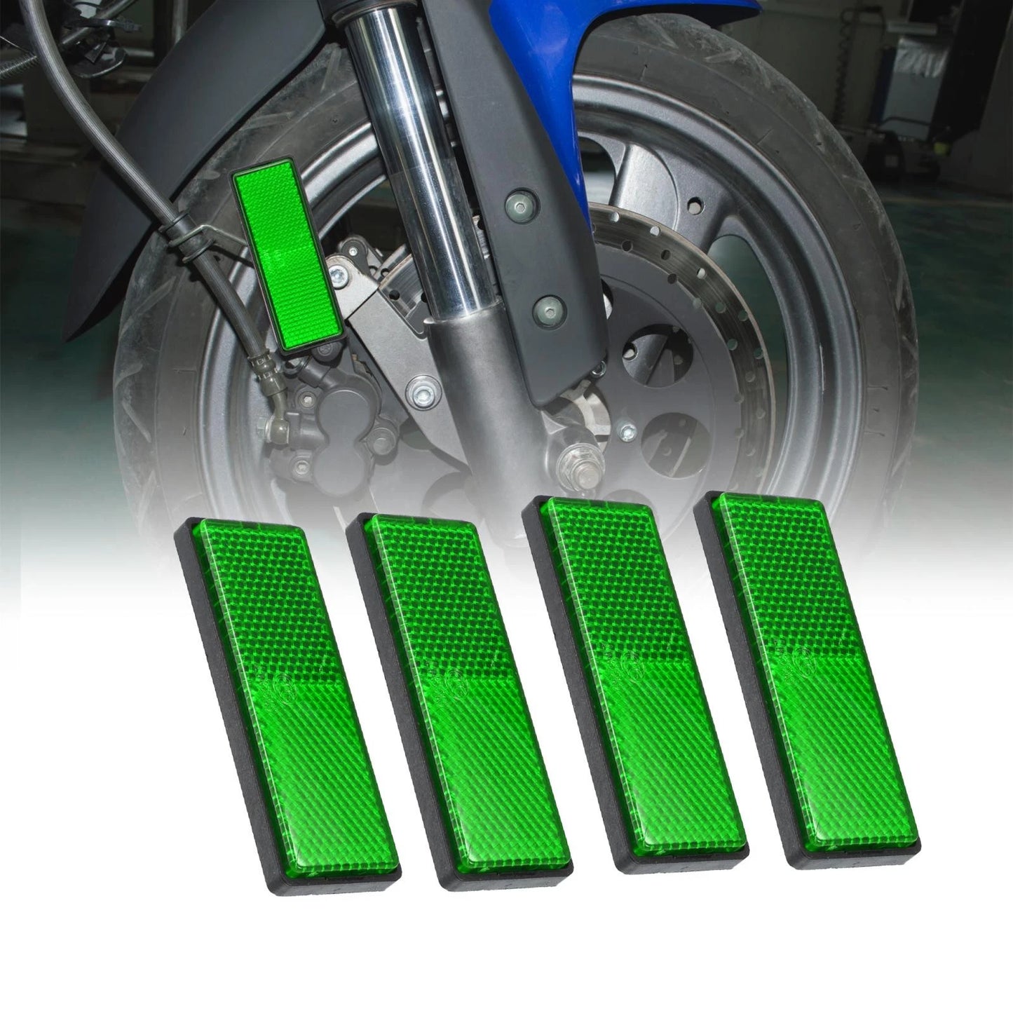 4pcs / M6x0.8 Green Universal Screw Mount Round Warning Reflector for Motorbike