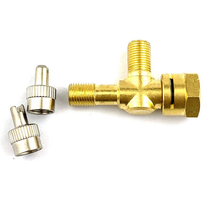 3 x TPMS Valve Tee Adapter Pure Copper Yellow for Motorcycles & Cars