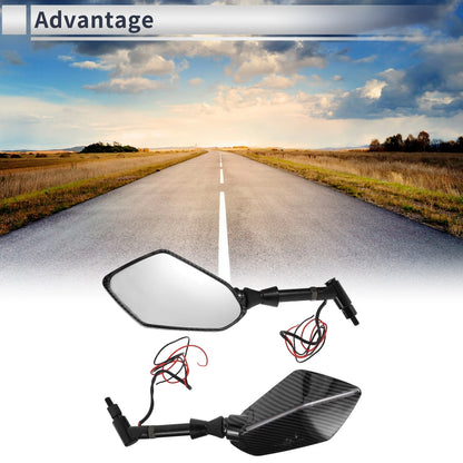 M8/M10 Rear View Mirrors Handlebar Mirrors Carbon Fiber Pattern Black for Motorcycle