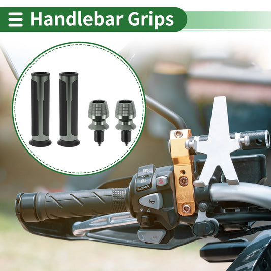 7/8" 22mm Hand Grips Rubber Titanium Tone for Motorcycle