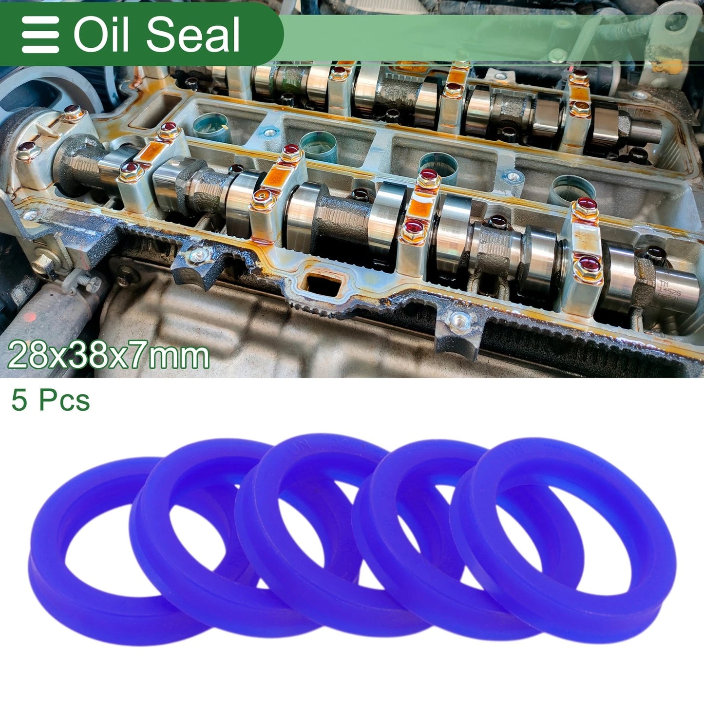 Oil Seal TPU 28x38x7mm High Pressure Rotary Shaft Seal Blue 5 Pcs