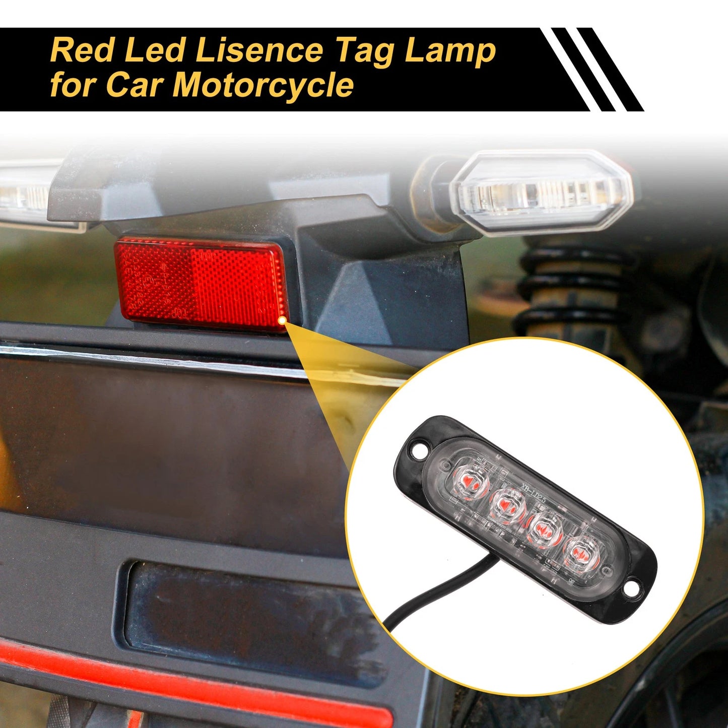 2 x License Plate Light 12V LED Tag Lamp for Motorcycle