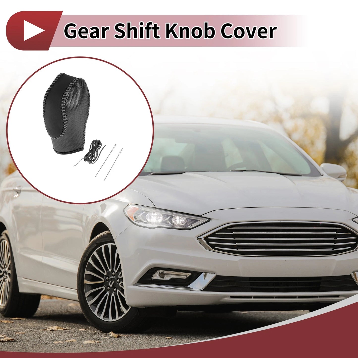 Gear Shift Knob Cover for Ford Fusion (2013-2016) Black Gray