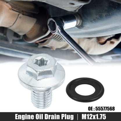 M12x1.75 Engine Oil Drain Plug Screw for Chevrolet Silverado 1500 Silver Tone