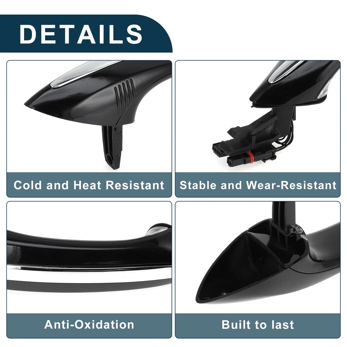 Rear Left Exterior Door Handle for BMW F07 F10 (2010-2017) Black Silver Tone