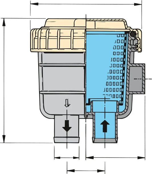 VETUS Cooling Water Strainer Type 330 for 19mm Hose Connections