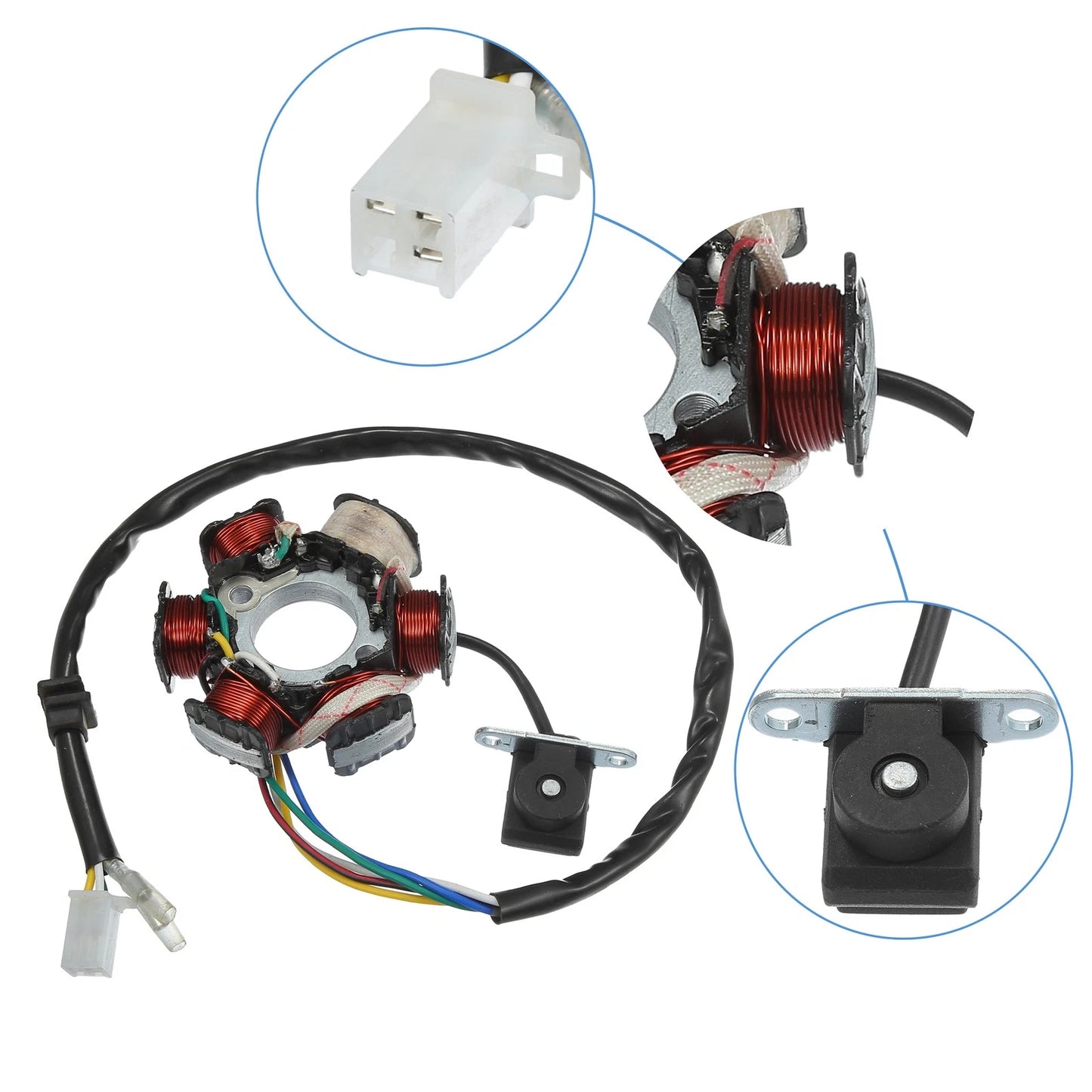5 Wires 6 Pole DC Motorcycle Magneto Stator for 125cc GY6 Engine ATV UTV