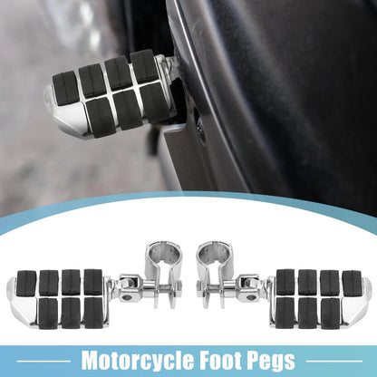 Pair Motorcycle Foot Pegs 360 Degree Rotate Aluminum Alloy Silver Tone