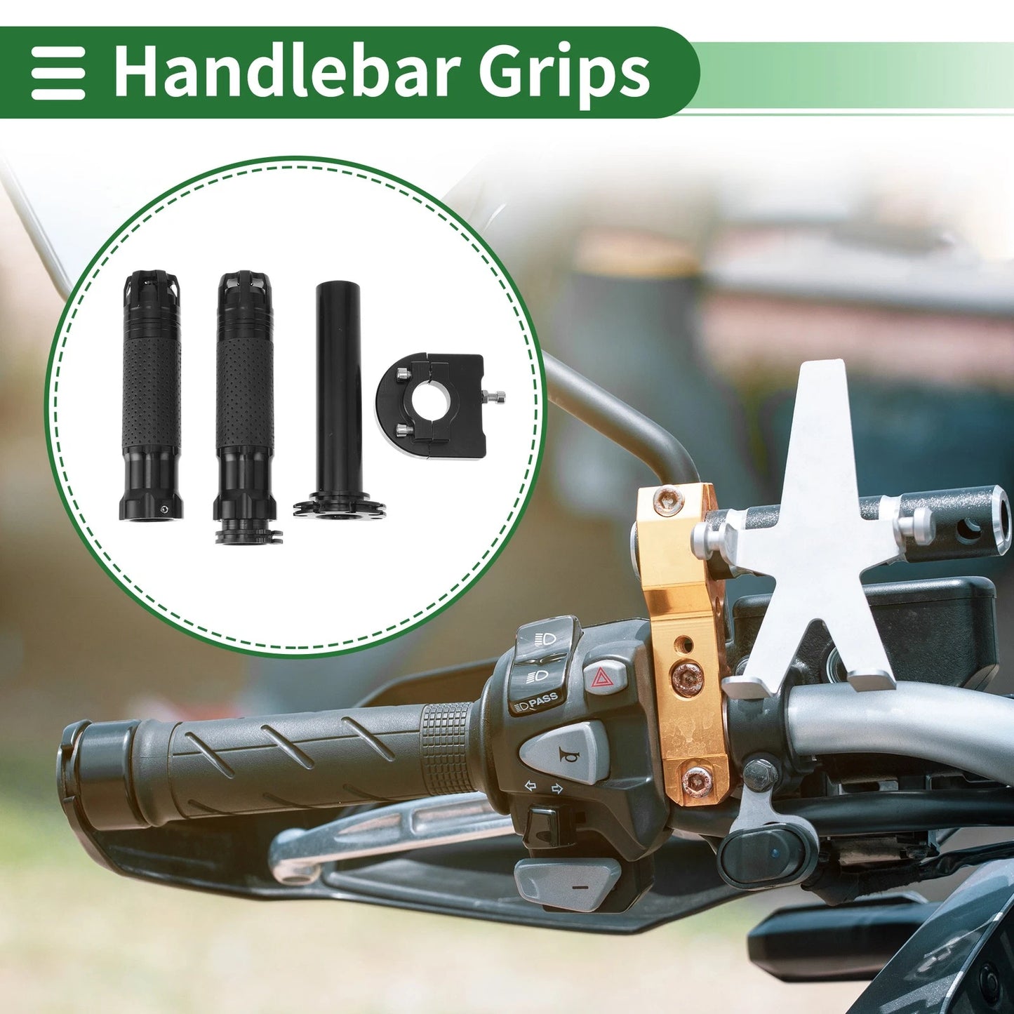 7/8" 22mm Motorcycle Hand Grips Cover Kit Handlebar Polka Dot Pattern
