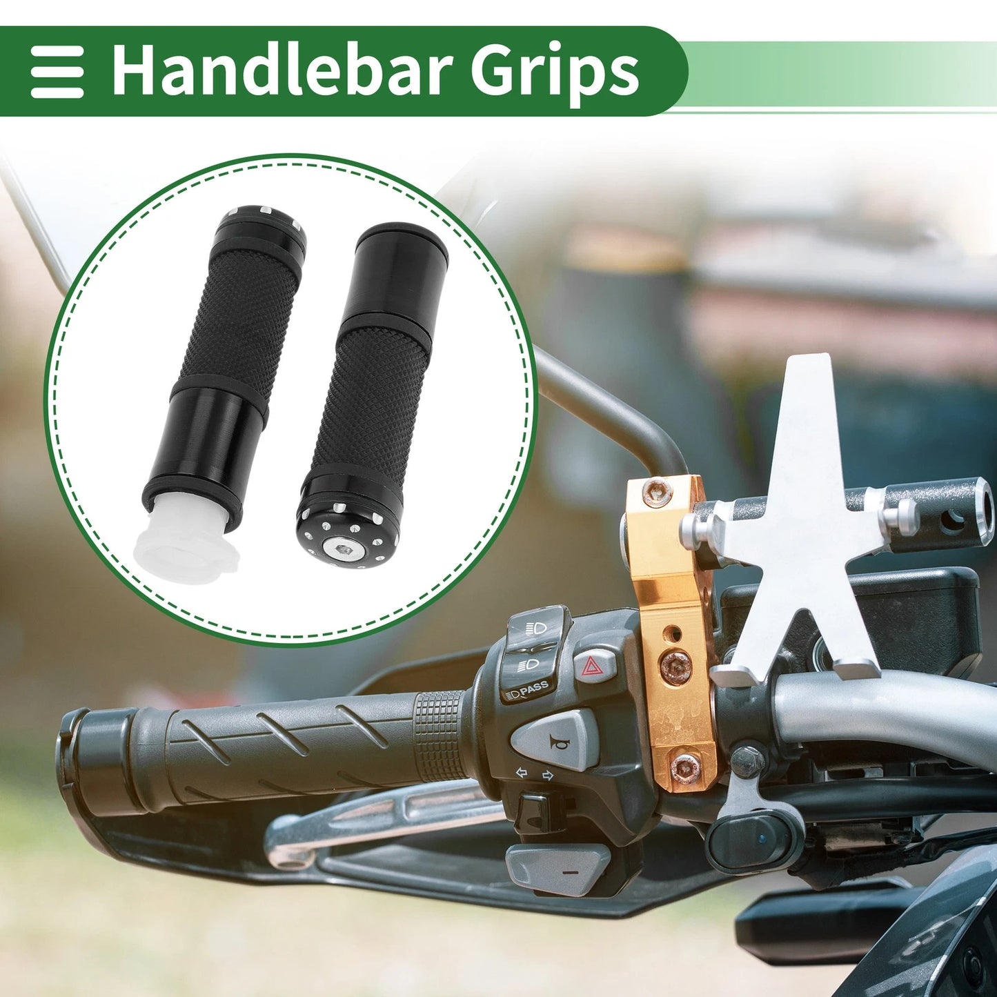 7/8" 22mm Hand Grips Cover Kit Black for Motorcycle