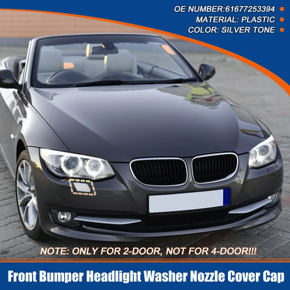 Front Bumper Washer Nozzle Cover for BMW E92 2011-2013 (2 x Silver Tone)