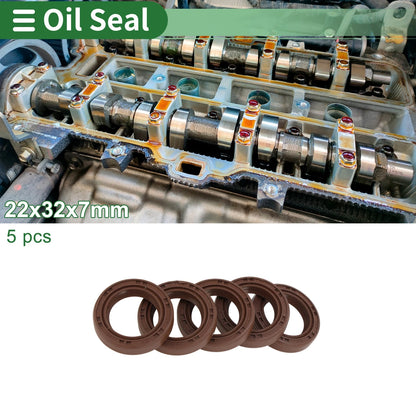 Oil Seal / 22x32x7mm 5 Pcs / FKM Rubber High Pressure Brown for Make Model