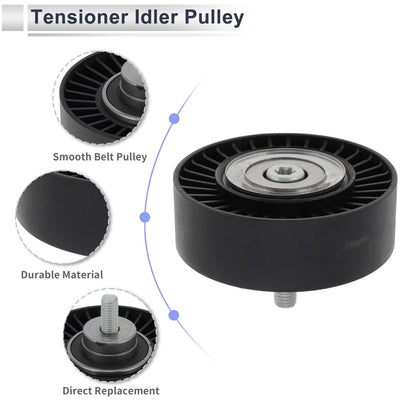 Drive Belt Idler Pulley for BMW Series 3 (2008-2012) - 1 Pcs Black