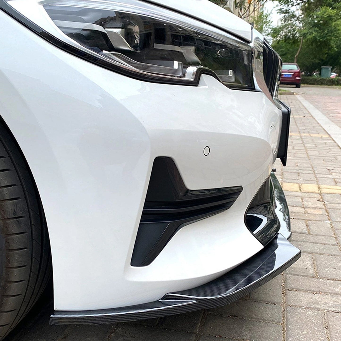 Front Bumper Lip Spoiler for BMW 3 Series G20 G21 320i (2019-2022) Carbon Black
